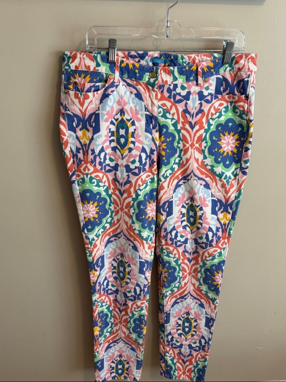 J McLaughlin Lexi Skinny Jeans Womens 14 Multicolor Ikat Medallion Stretch Pants
